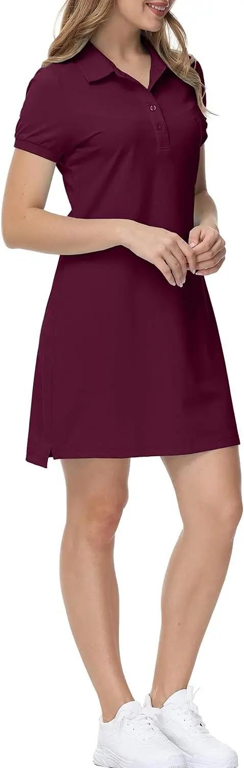 MoFiz Women's Golf Tennis Dress Sports Polo Dress Short Sleeve Quick Dry Casual Workwear Button