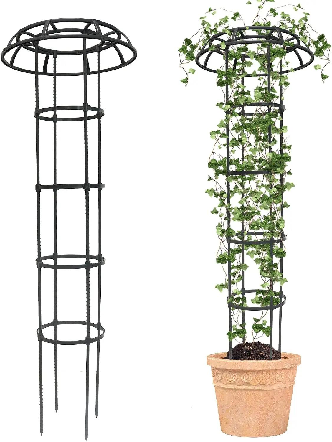 Quibbay Garden Trellis for Climbing Plants Outdoor, 65 Inch Mushroom Top Trellis for Climbing Plants, Plant Trellis Support for Potted Plants Climbing Vine Rose Clematis Vegetable Trellis, 2 Pack