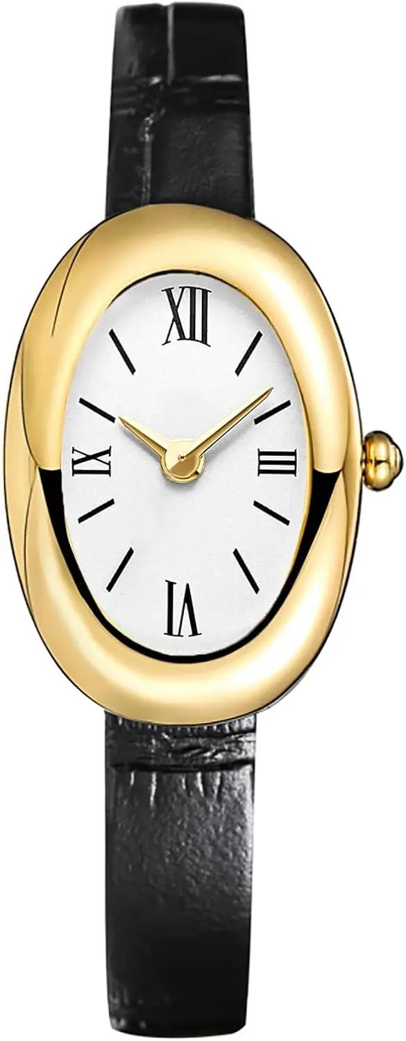 MASTOP Bracelet Watch for Women - Elegant 24mm Oval Dial Bangle Watch - Gold Jewelry Style Quartz Wristwatch - Dainty Vintage