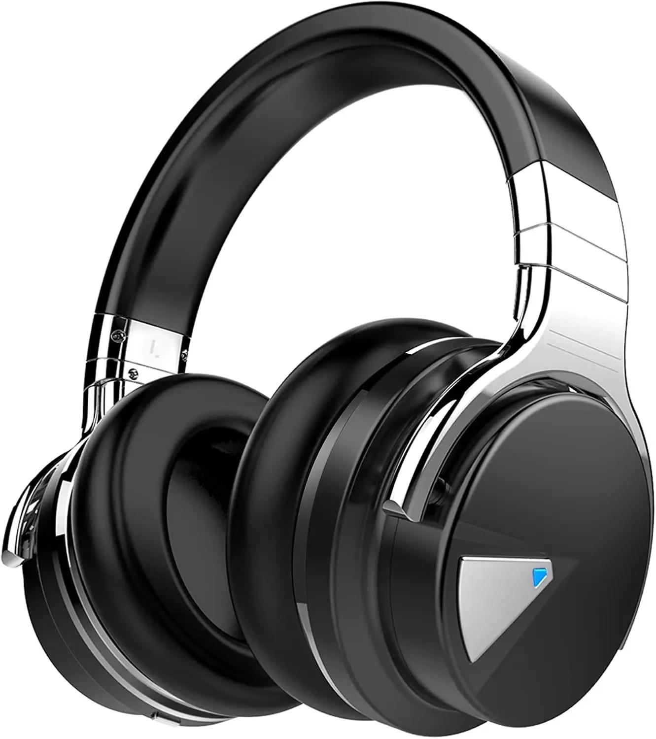 Silensys E7 Active Noise Cancelling Headphones Wireless Bluetooth Headphone with Microphone Deep Bass Over Ear, Comfortable Protein Earpads, 30 Hours Playtime for Travel/Work, Black