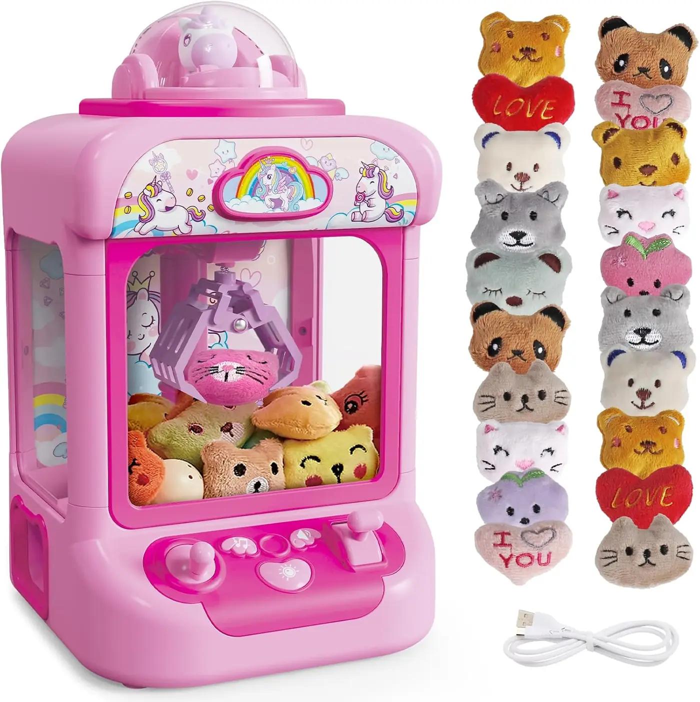 Marlrin Claw Machine for Kids, Mini Vending Machine Girls Unicorn Toys, Candy Grabber Prize Dispenser with Sound &amp; 20 Mini Plush Toys, Electronic Arcade Game Indoor Toy for Home Party Birthday Gifts