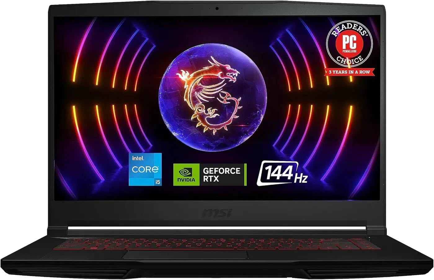 msi Thin GF63 Gaming Laptop: Intel Core i5-12450H GeForce RTX 2050, 15.6" FHD, 144Hz, 8GB DDR4, 512GB NVMe SSD, Type-C USB 3.2 Gen 1, Cooler Boost 5, Win 11 Home: Black 12UCX-484US