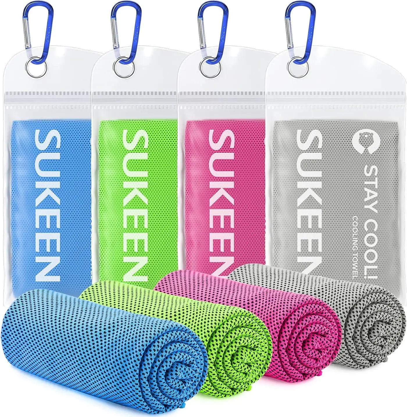 Sukeen 4 Pack Cooling Towels (40"x12"), Cooling Neck Wraps, Ice Towel, Soft Breathable Chilly Towel,Microfiber Towel for Yoga,Sport,Running,Gym,Workout,Camping,Fitness,Workout &amp; More Activities Global Recycled Standard