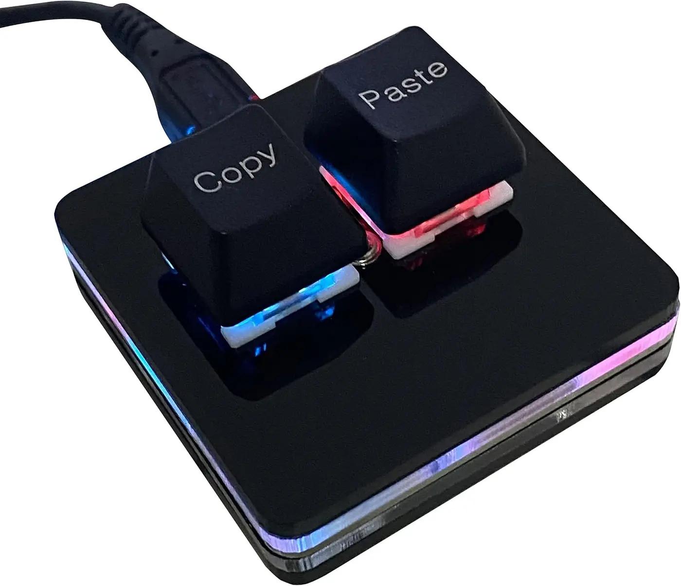 BTXETUEL Copy and Paste 2-Key Keyboard SAYO OSU Keypad Hotswap One Handed Mechanical Gaming Keyboard Cherry Switch RGB Backlit Mini USB Keypad for macros or Rhythm Games