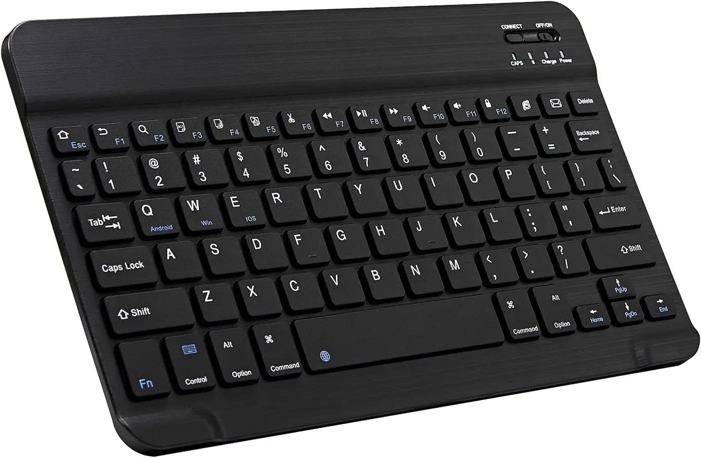 Ultra-Slim Bluetooth Keyboard Portable Mini Wireless Keyboard Rechargeable for Apple iPad iPhone Samsung Tablet Phone Smartphone iPadOS iOS Android (10 inch Black)