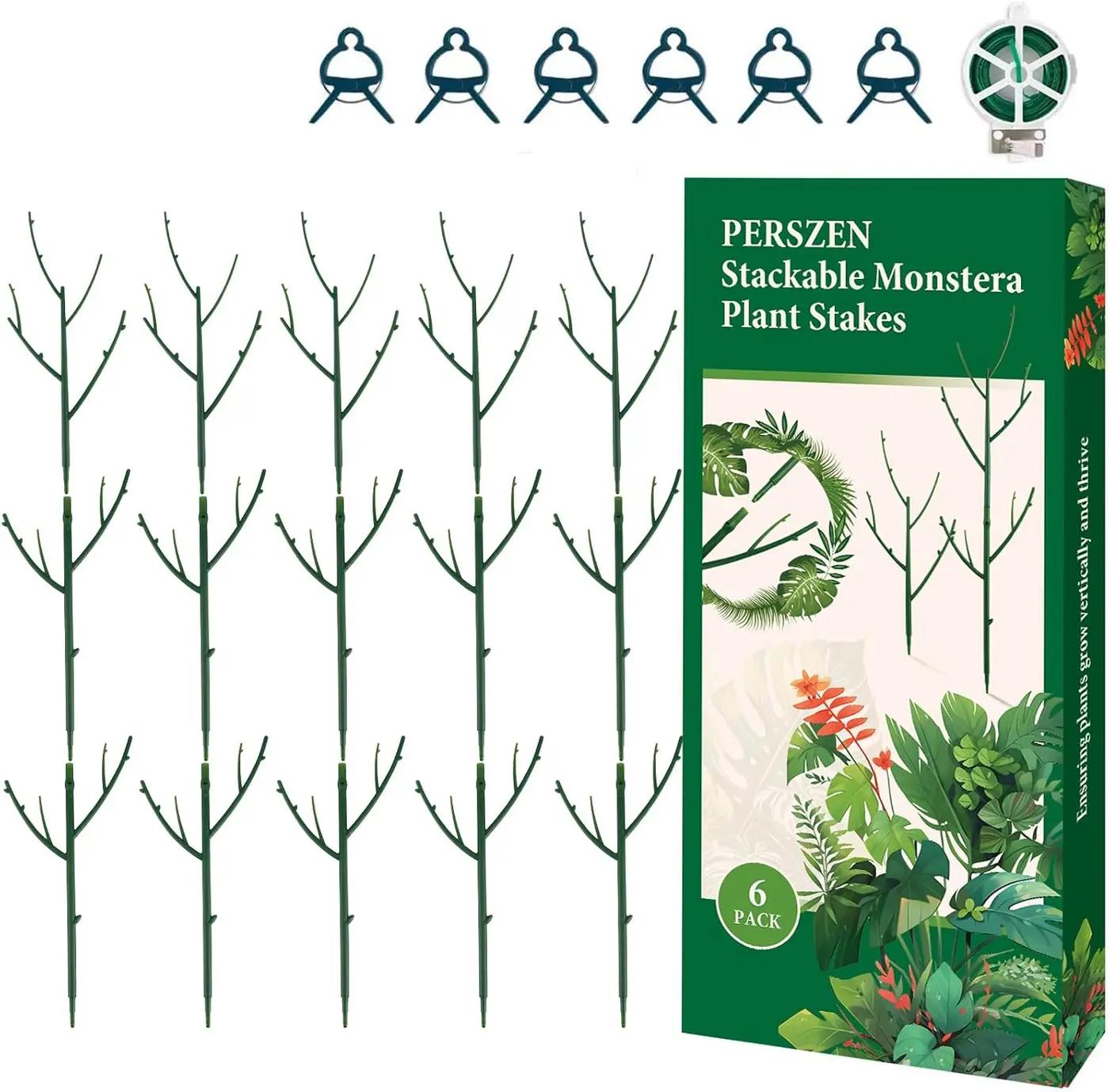 PERSZEN 15 Pack Stackable Plant Support Stakes, Garden Trellis for Climbing Plants Indoor and Outdoor Use, Plant Accessories for Potted Plants Monstera, Plant Sticks for Climbing Plant Stems