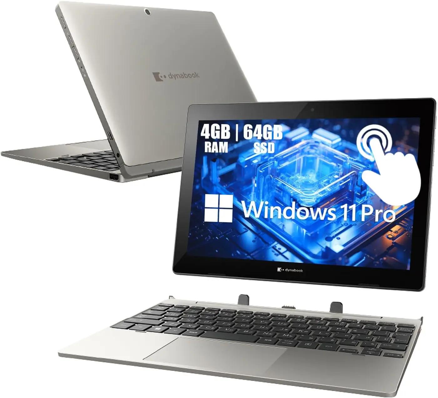 TOSHIBA Dynabook K50 10.1" Windows Tablet, 2-in-1 Touchscreen Laptop, Intel Celeron N4020, 4GB RAM, 64GB SSD, Camera, Type-C, Japanese Keyboard, Windows 11 Pro (Renewed)