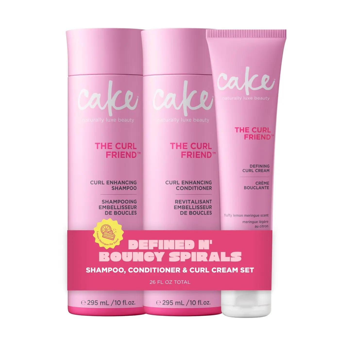 Cake Beauty Curl Friend Curl Defining Shampoo, Conditioner &amp; Cream Set - Avocado &amp; Argan Oil Curly Hair Products - Anti-Frizz, Cruelty Free &amp; Vegan Gift Set