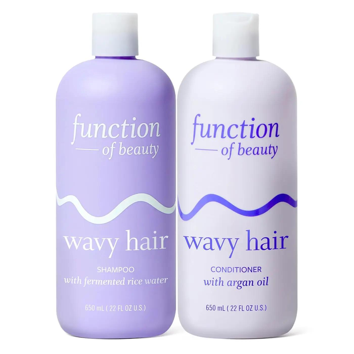 Function of Beauty Wavy Hair Shampoo &amp; Conditioner XL Set - Sulfate-Free Shampoo &amp; Conditioner Duo for Natural Wavy Texture - Lightweight, Anti-Frizz, Strengthening &amp; Hydrating - Hair Care Products