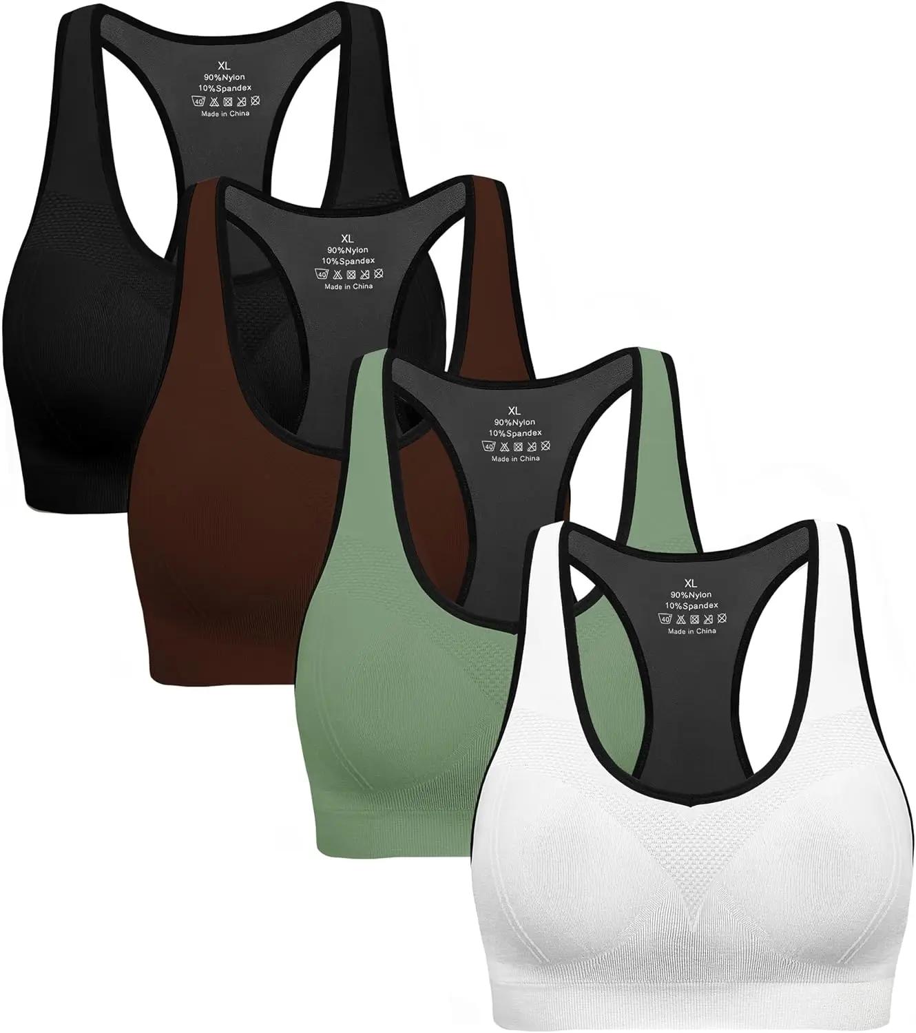 BHRIWRPY Racerback Sports Bras for Women with Pads - High Impact Athletic Tank Tops for Yoga and Workout Brassieres Bra