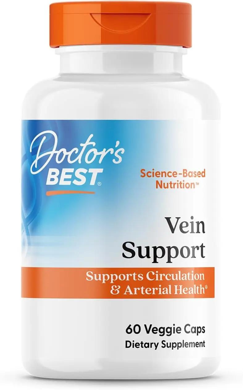 Doctor's Best Vein Support Supplement - Contains Diosmin &amp; Hesperidin, Circulation Support for Legs &amp; Feet, for Men &amp; Women, Formula with Vitamin K2 &amp; Natural Orange Extract, Vegan - 60 Veg Caps