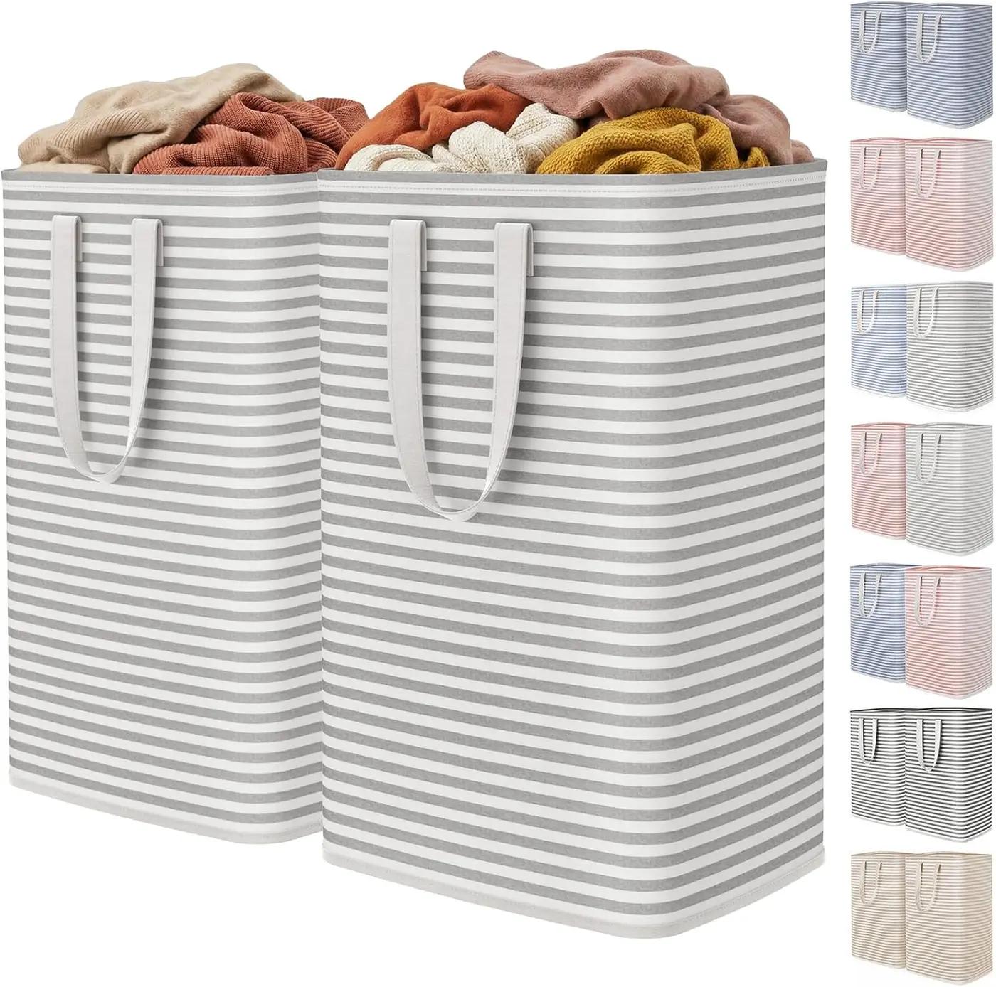 Lifewit 2 Pack Laundry Basket 80L Each, Collapsible Clothes Hamper with Reinforced Handles, Freestanding Waterproof Design for Bedroom and Laundry Room, Grey 160L Total Recycled Claim Standard 100