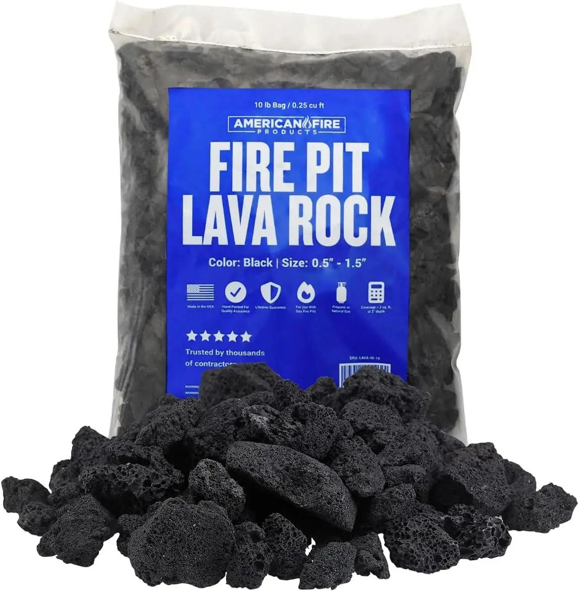 American Fire Products | Medium Lava Rock, 1/2" - 1" | Use in Fireplace, Fire Pit or Bowl | Outdoor &amp; Indoor Volcanic Rock for Natural Gas or Propane Fires | Decorative Landscaping | 10 lb Bag