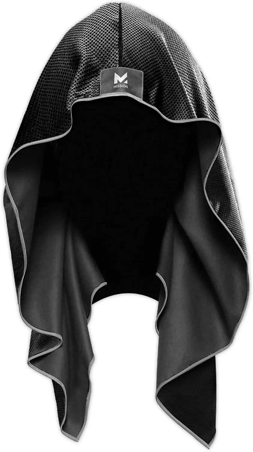MISSION Cooling Hoodie Towel, Evaporative Cool Technology, Cools Instantly When Wet, UPF 50 Sun Protection, Contours Your Head to Stay in Place, Great for Sports, Fitness, Gym
