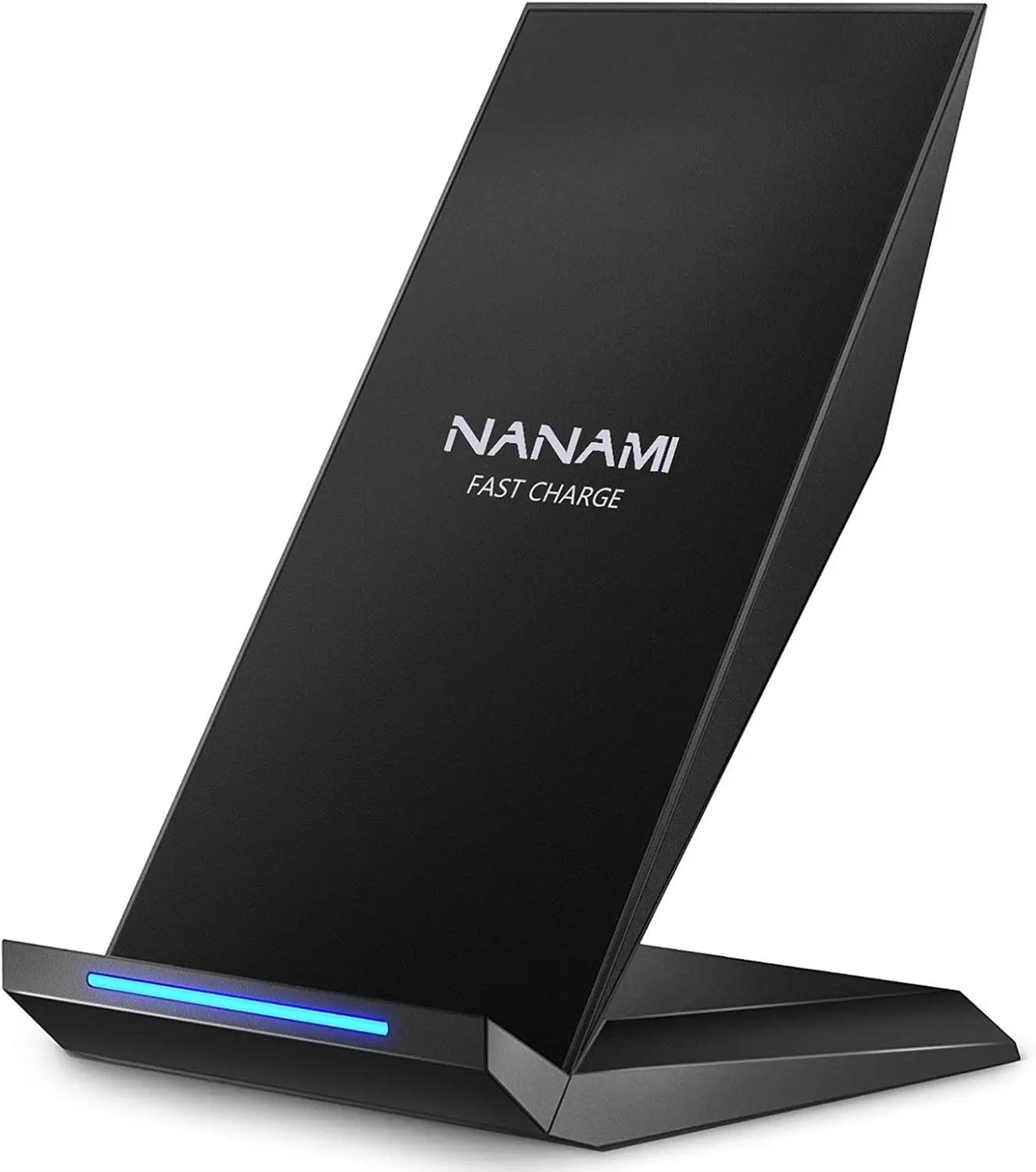 Fast Wireless Charger, NANAMI Wireless Charging Stand Compatible iPhone 17/17 Air/16/15/15 Pro/15 Plus/15 Pro Max/14/13, Nightstand Phone Charger Dock for Samsung Galaxy S26/S26+/S25/S24/S23/S22 ClimeCo Certified