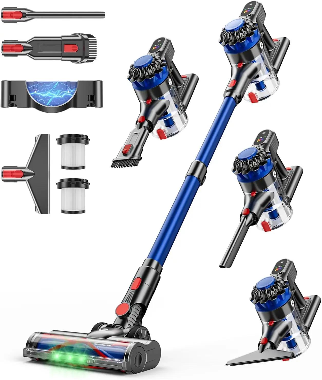 KARDV Cordless Vacuum Cleaner, 500W/40Kpa Vacuum Cleaners for Home, 60Mins Stick Vacuum with LED Display, Anti-Tangle &amp; Wall Mount Charging, 8 in 1 Lightweight Vacuum for Hard Floors Carpet Pet Hair