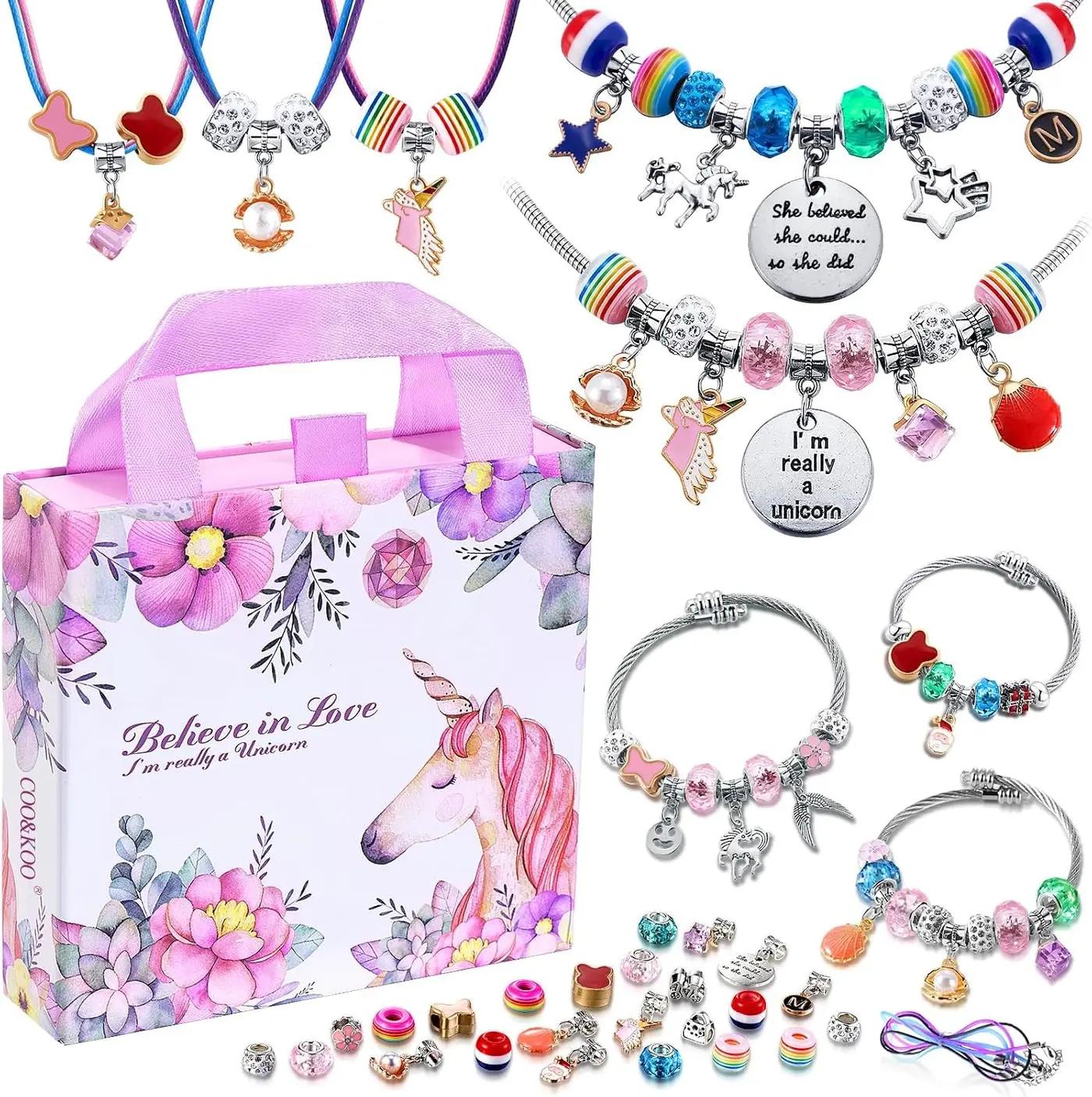 COO&amp;KOO Charm Bracelet Making Kit, A Unicorn Girls Toy that Inspires Creativity and Imagination, Crafts for Girls Ages 8-12 with Jewelry Making Kit Perfect Gifts for 6 7 8 9 10 Girl Self-Expression!