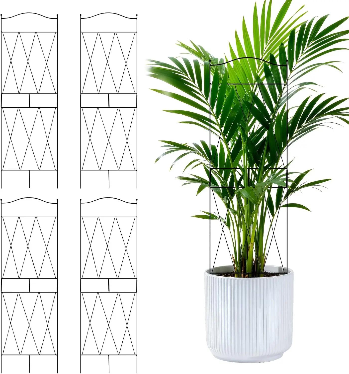 32 Inch Metal Plant Trellis for Climbing Plants, 4 Pack Garden Trellis, Decorative Support for Pothos, Monstera, Ivy, Flowers &amp; Houseplants，Indoor &amp; Outdoor