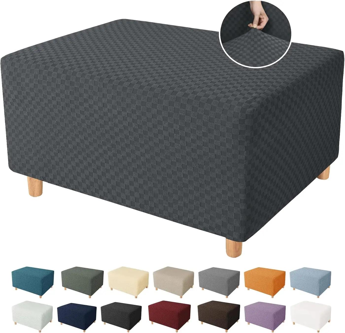 YEMYHOM Ottoman Cover Latest Jacquard Design High Stretch Folding Storage Footstool Protector Rectangle Removable Slipcover (Ottoman X-Large, Dark Gray) Global Recycled Standard