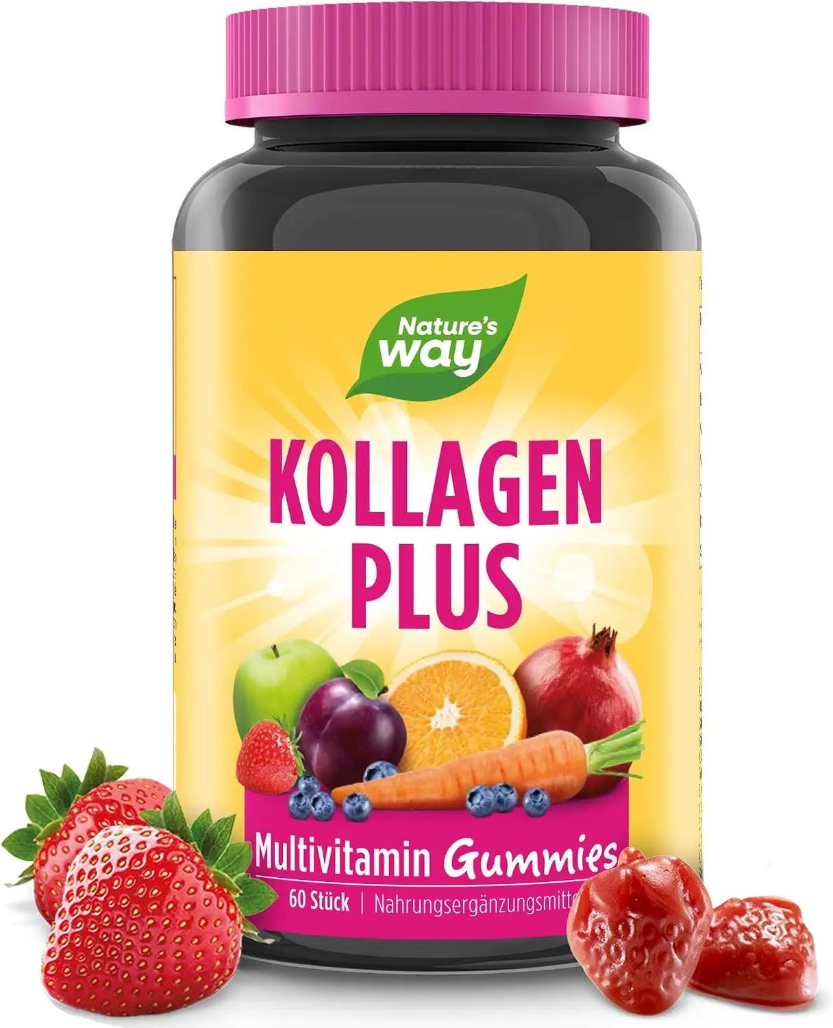 Nature's Way Alive! Hair, Skin &amp; Nails Premium Gummies, Beauty Formula*, with Collagen, Biotin, Vitamins C &amp; E, Strawberry Flavored, 60 Gummies