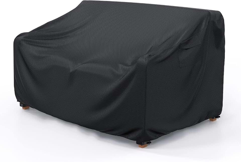 Heavy Duty Patio Sofa Cover Waterproof, Mrrihand 2-Seater Outdoor Sofa Loveseat Cover, Outdoor Patio Furniture Cover with Air Vent and Handles, 60" W×34" D×30" H, Black