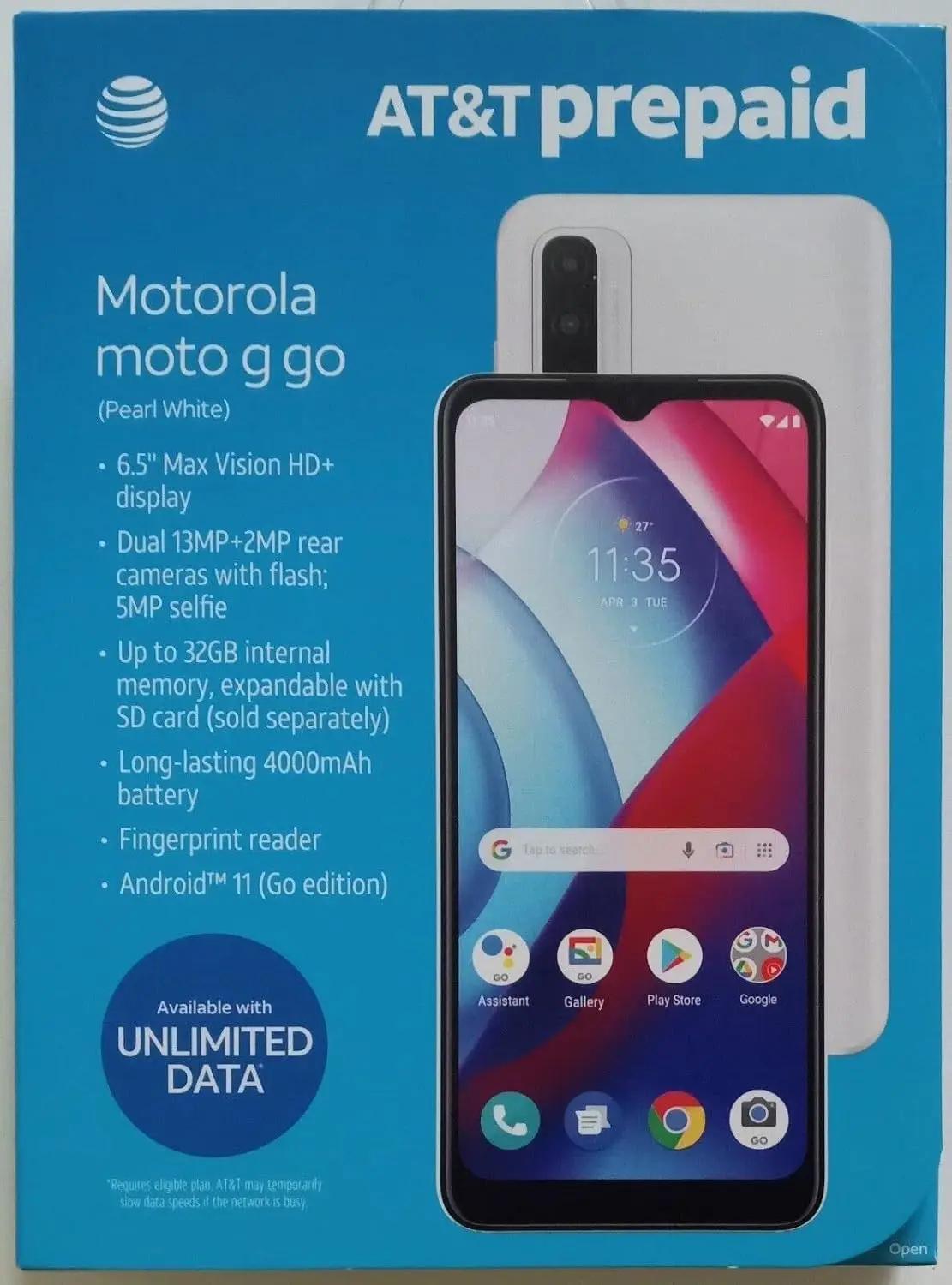 Motorola AT&amp;T XT2163-7 Moto G Go 4G 32GB 6.5" Prepaid Smartphone Phone - Carrier Locked to AT&amp;T