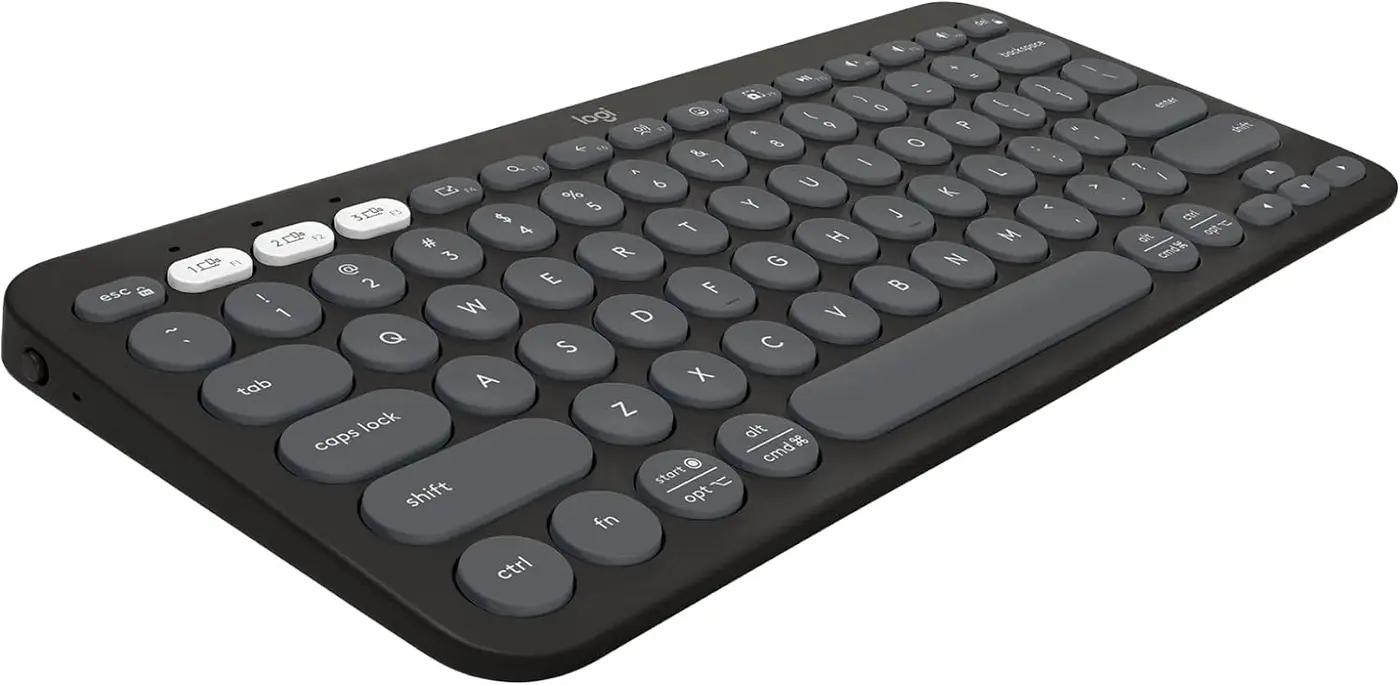 Logitech Pebble Keys 2 K380s, Multi-Device Bluetooth Wireless Keyboard with Customizable Shortcuts, Slim and Portable, Easy-Switch for Windows, macOS, iPadOS, Android, Chrome OS - Tonal Graphite ECOLOGO