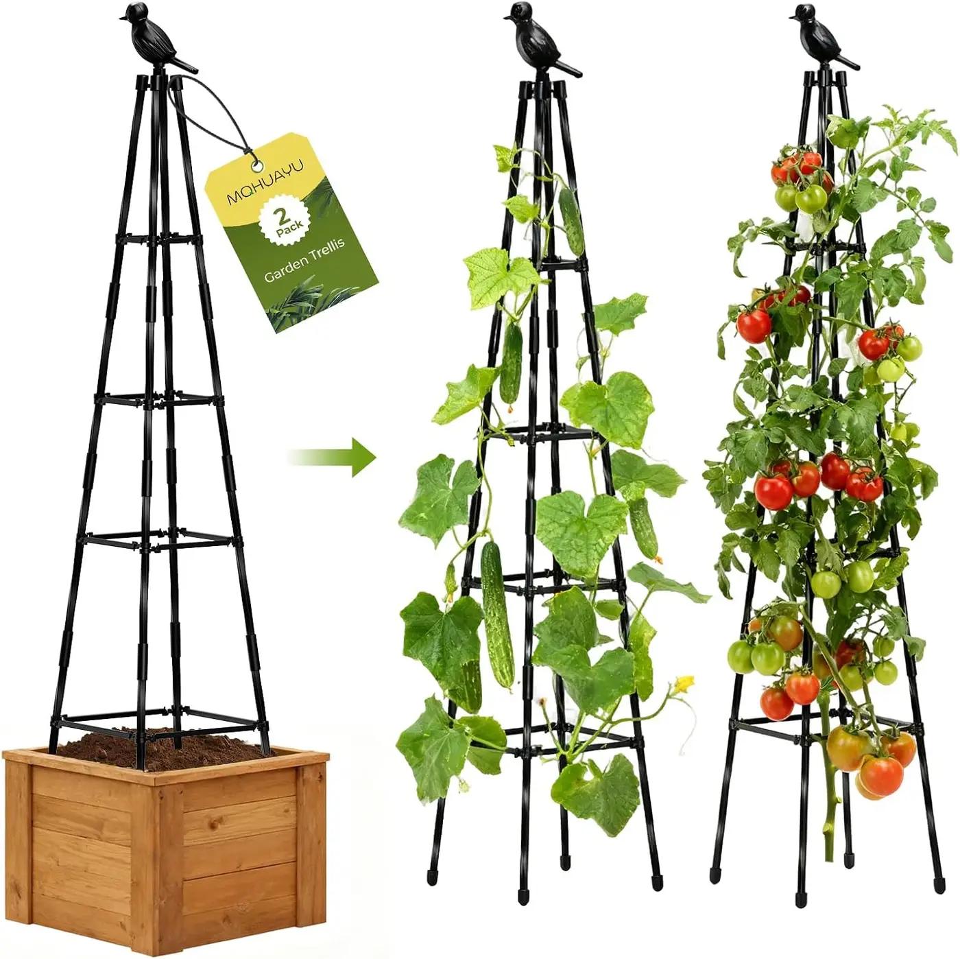 2 Pack Garden Trellis for Climbing Plants Outdoors,65Inch Cucumber Trellis Garden Obelisk Trellis Rustproof Plants Support with Adjustable Heights for Indoor Potted Plants, Vines, Vegetables Global Recycled Standard