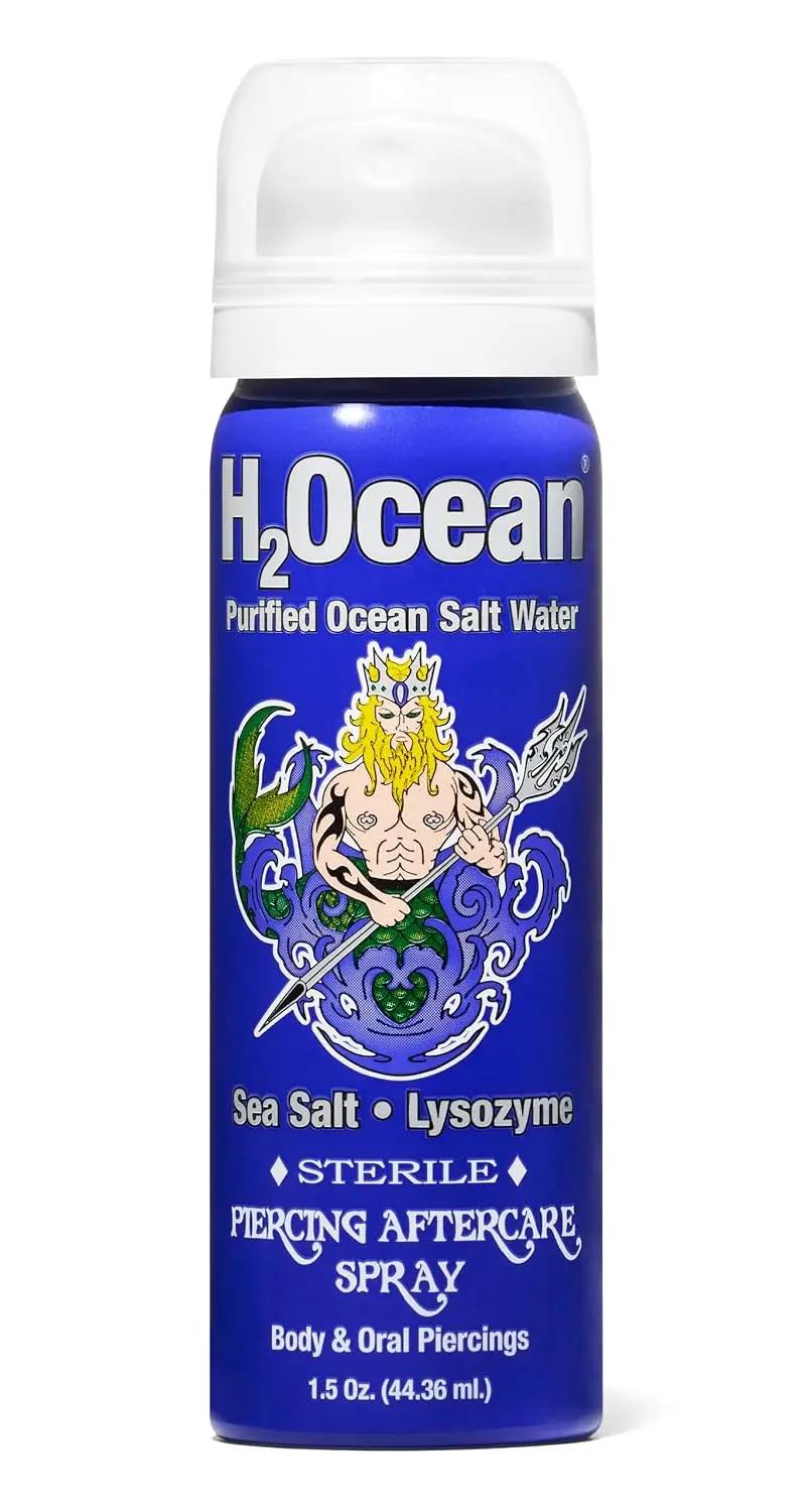 H2Ocean Piercing Aftercare Spray and Keloid Bump Removal– Sea Salt Spray for Body and Facial Piercings – Ear, Nose, Navel, Oral &amp; Body Piercing Cleaner, Aftercare Solution for New Piercings– 1.5oz