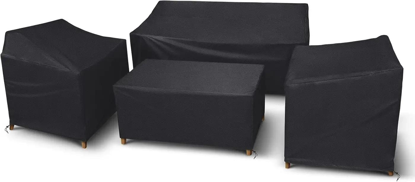 STARTWO Patio Furniture Covers 4 Piece Set, Heavy Duty Waterproof Outdoor Furniture Cover 420D for Rattan Wicker Conversation Set, Black