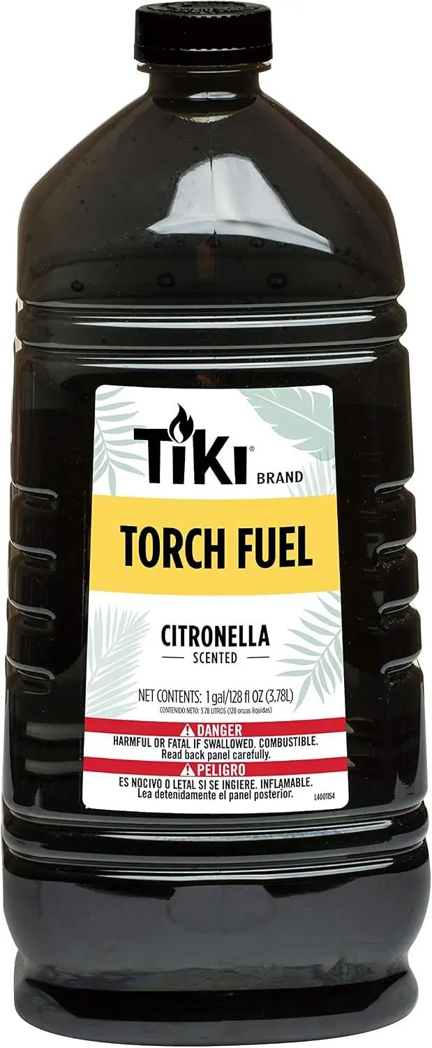 TIKI Citronella Torch Fuel - 1 Gallon (128 oz.), Easy Pour, Long-Lasting for Outdoor Torches &amp; Table Torches, with Citronella &amp; Lemongrass Oil, for Patio, Garden &amp; Backyard Use