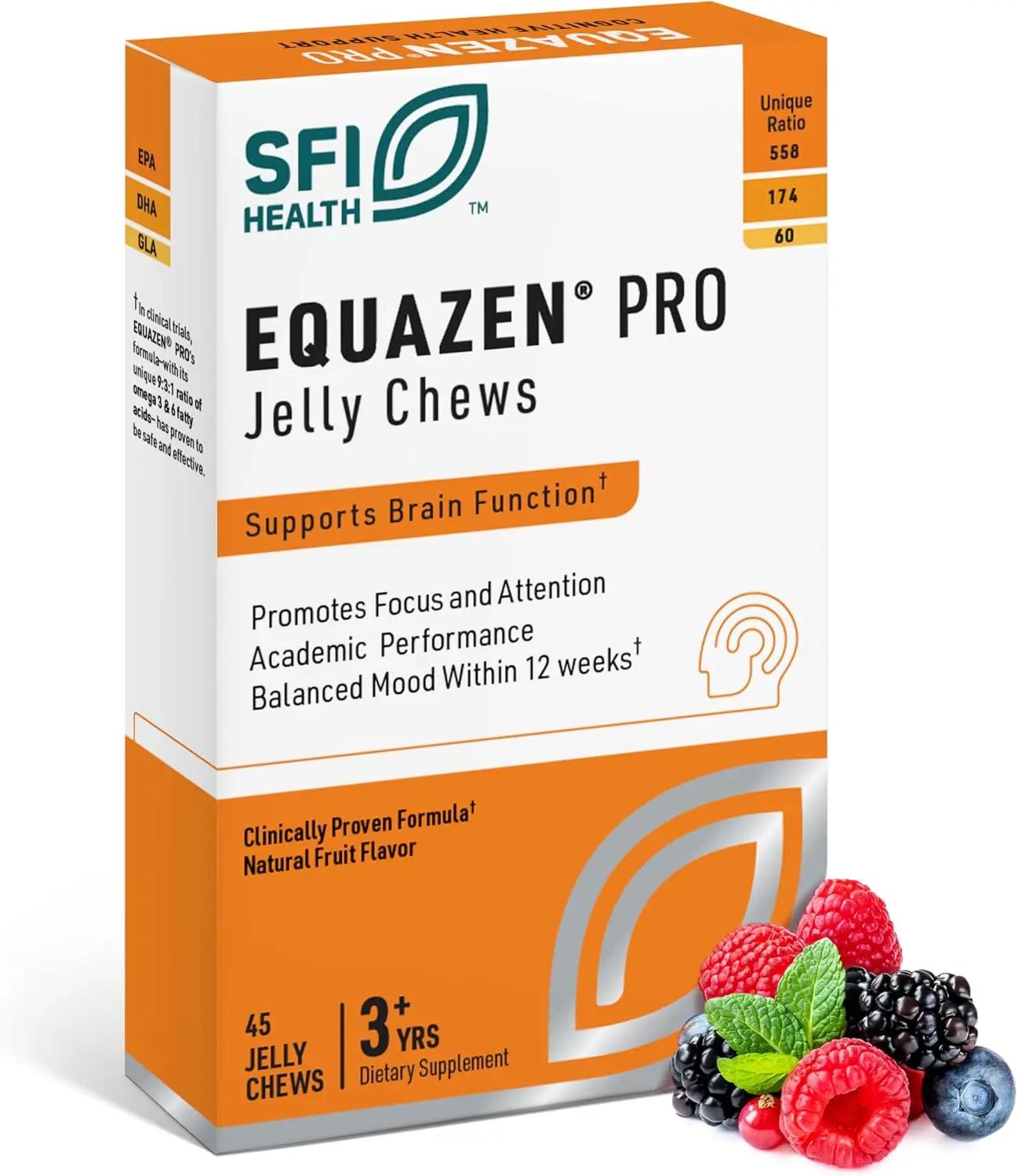 Equazen Pro SFI Health Fish Oil Jelly Chews - Omega 3 &amp; Omega 6 for Kids &amp; Teens - EPA, GLA &amp; DHA for Kids Mood, Memory &amp; Focus Support - Optimized for Bioavailability &amp; Absorption (45 Jelly Chews)