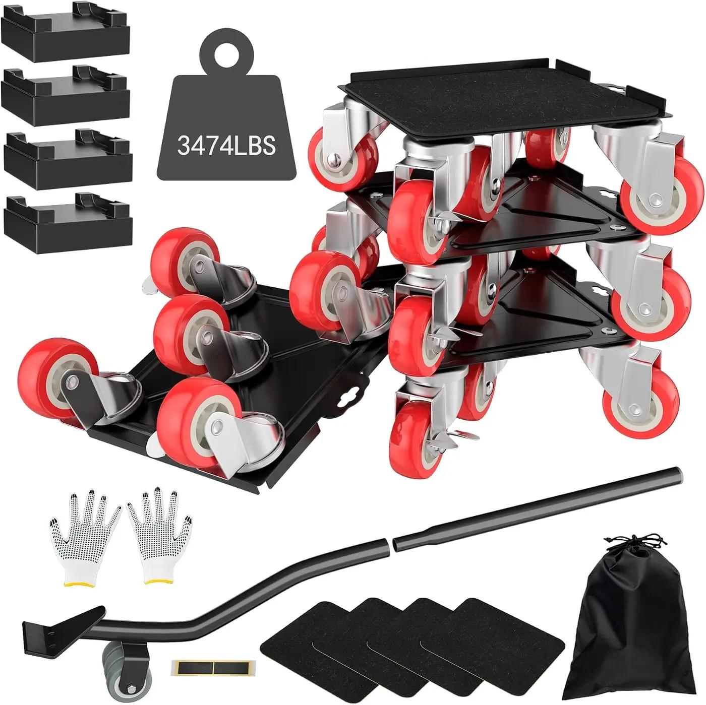 MYUEA Furniture Dolly,Furniture Movers with 5 Wheels,Carbon Steel Panel Heavy Duty Dolly,Maximum Load 3474LBS,Furniture Lifter with 5 360° Rotatable Rubber Universal Wheels(Black,6.89x6.9 in)