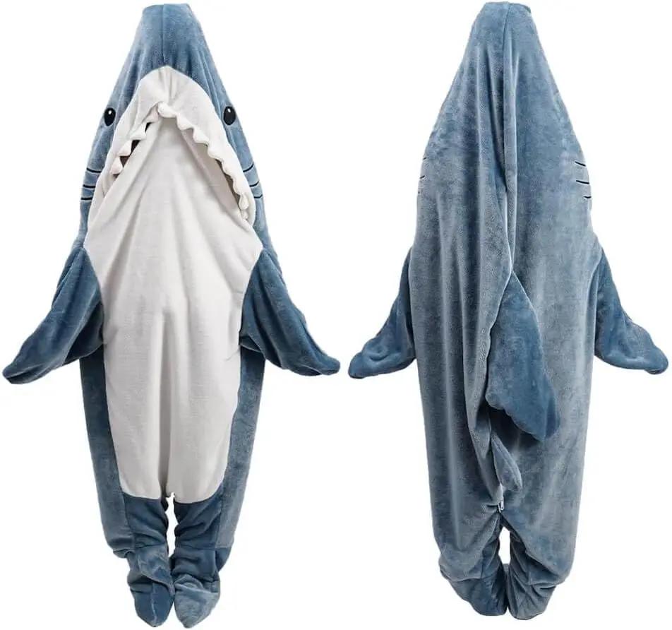 inkArts Shark Blanket Hoodie Onesie for Adult &amp; Kid, Wearable Shark Sleeping Bag, Soft Cozy Onesie Costume