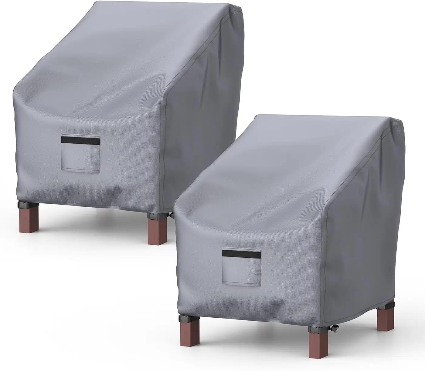 Patio Chair Covers for Outdoor Furniture Waterproof 2 Pack, Lawn Chair Covers 600D Heavy Duty Oxford Cloth, Large Covers for Lounge Lawn Deep Seat 38" W x 31" D x 29" H-Gray