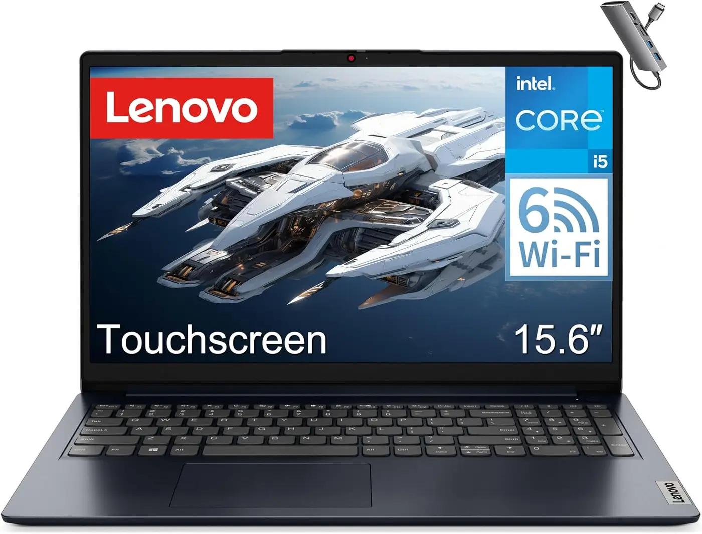 Lenovo IdeaPad Laptop for Business &amp; Students, 15.6" FHD Touchscreen, Intel 10-Core i5-1334U, 16GB RAM, 512GB PCIe SSD, WiFi 6, Windows 11 Home, Long Battery Life, with Type-C HUB, Midnight Blue