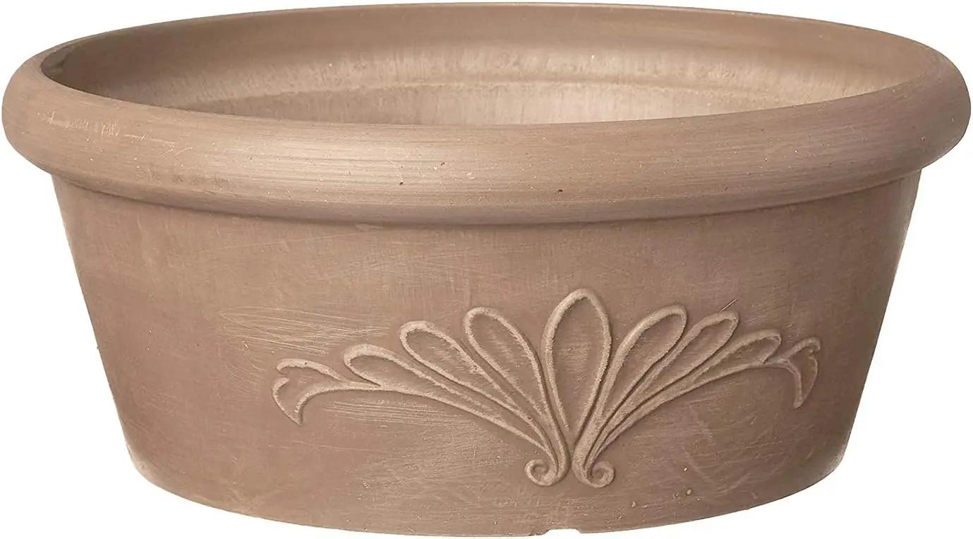 Arcadia Garden Products PSW TA30TP Plastic/Stone/Wood Composite Bulb Pan – No Drainage Hole (Drillable), Planter Bowl for Succulents, Bonsai, Fairy Gardens, Herbs,12-Inch, Taupe
