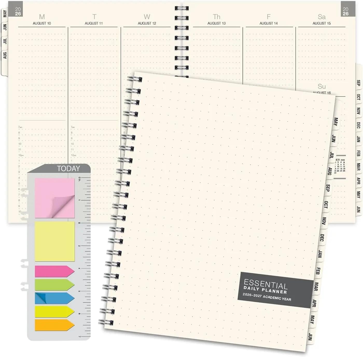 ESSENTIAL 2026-2027 Monthly &amp; Weekly Planner with Tabs, 8.5"x11": 14 Months (May 2026 - June 2027), Professional, Simple, Easy-to-Use Design and Frosted Poly Cover for Extra Protection (Frosted)
