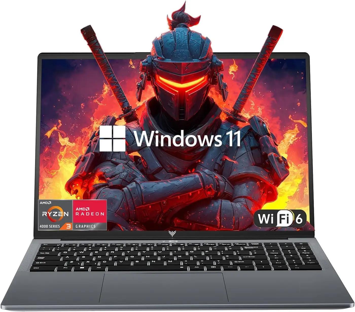 KAIGERR Gaming Laptop, Laptops with AMD Ryzen 4300U(Up to 3.7GHz), 16GB DDR4 512GB SSD Laptop Computer, 16.0inch Windοws 11 Laptop, 1920P FHD Display, WiFi 6, USB3.2, Type_C Global Recycled Standard