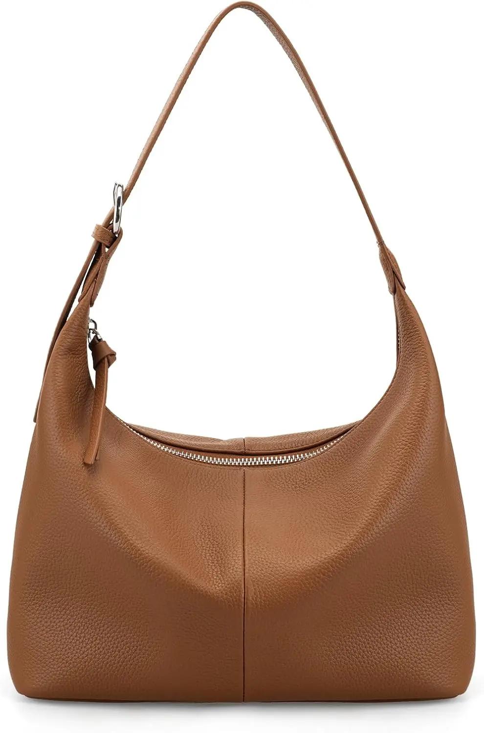befen Genuine Leather Slouchy Hobo Bags for Women, Ultra Lightweight Leather Purses Shoulder Handbags Satchel for Work Casual