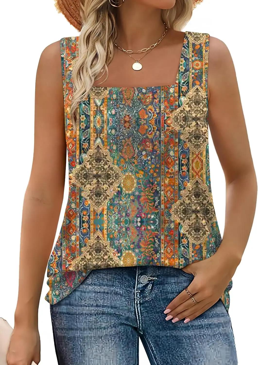 WIHOLL Women's Square Neck Tank Top OEKO-TEX STANDARD 100