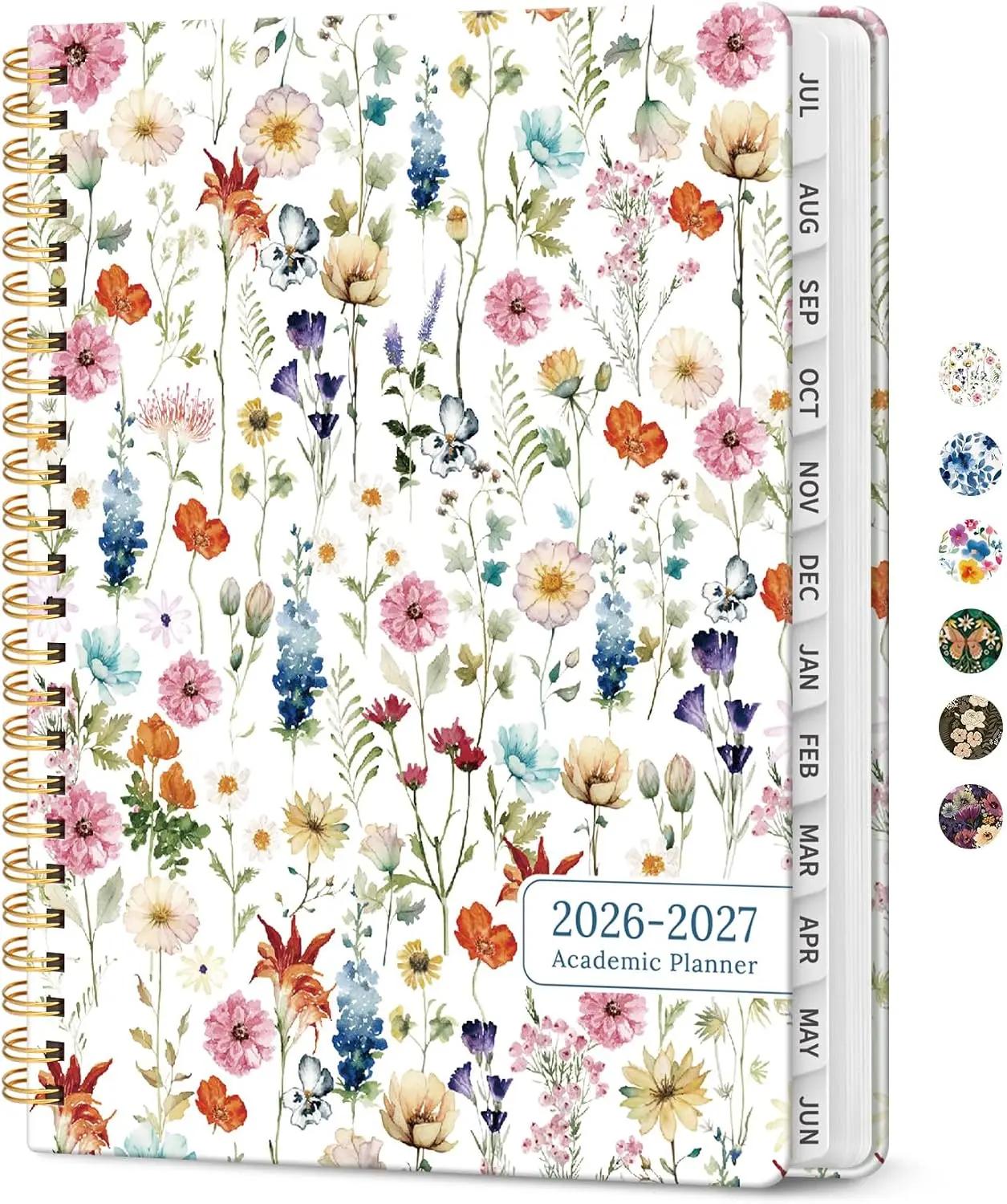 Planner 2026-2027, Academic Year Monthly and Weekly Calendar Planner, Jul 2026 - Jun 2027, Hardcover Teacher Student Planning Agenda book with Tabs, Perfect for School Office Supplies, 8.5" x 11" - Wildflowers The Forest Stewardship Council
