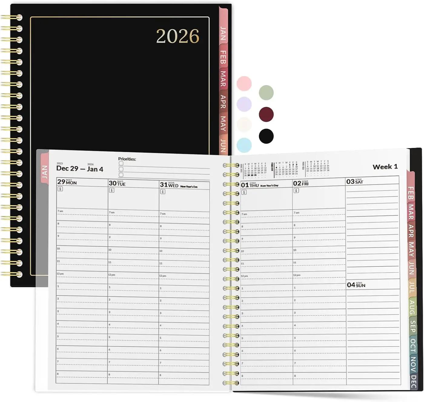 Appointment Book 2026 Planner, Forvencer Daily Weekly &amp; Monthly Calendar Planner (Jan 2026-Dec 2026), 6" x 8", Hourly Agenda Book, 30 Minute Increments, Flexible Cover, Organizer Notebook, A5, Black