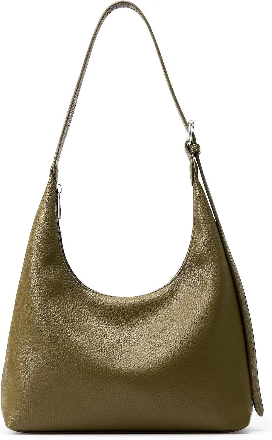 KALIDI Crescent Tote Bag, Women Underarm Handbag Vegan Leather Zipper Shoulder Purse Hobo for Evening Shopping Casual