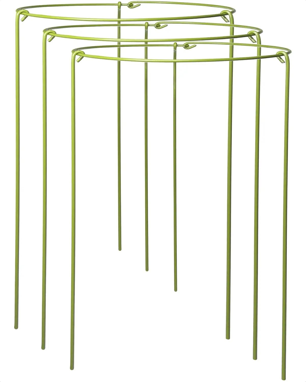 3-Pack Heavy Duty Plant Support Stakes, Metal Plant Ring Cages for Indoor Outdoor Plants, Adjustable Garden Stakes for Peonies, Monstera, Pothos, Hydrangea, Vines &amp; Potted Plant (10" W x 17" H)