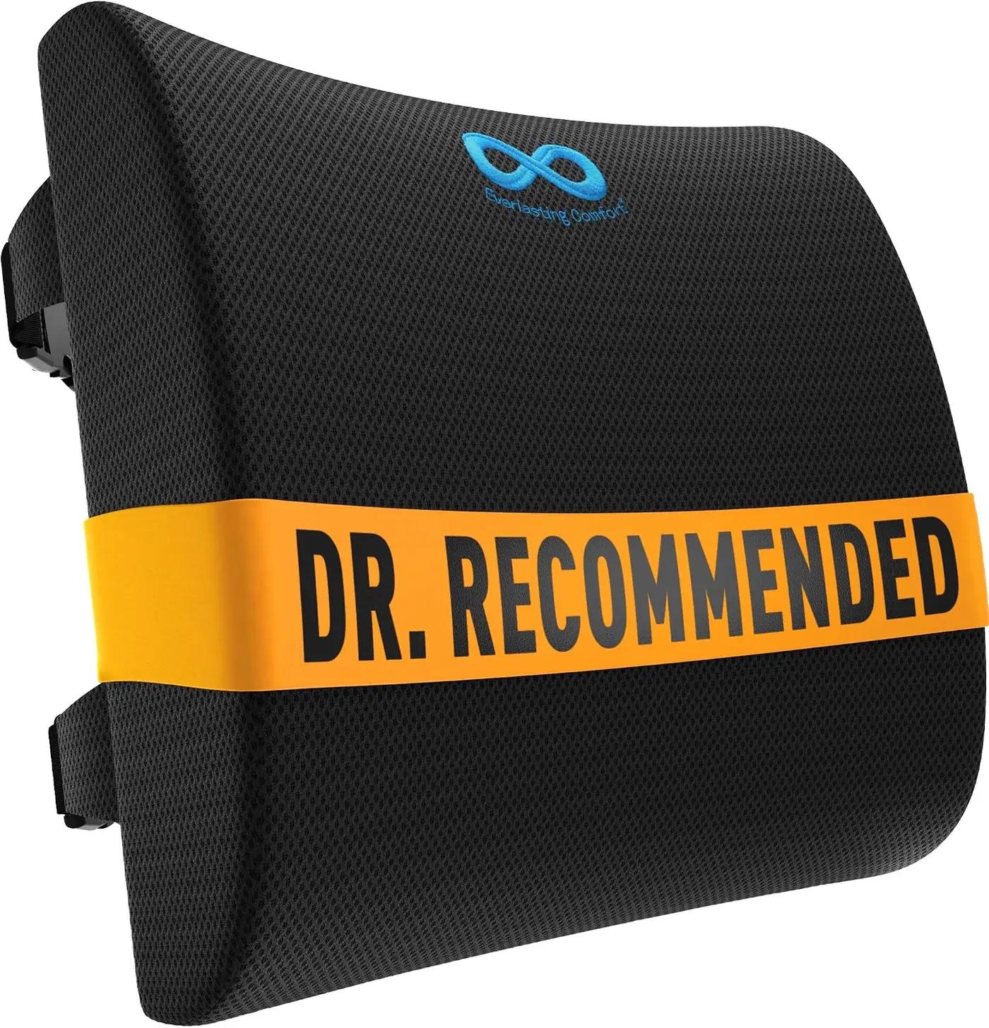 Everlasting Comfort The Original Lumbar Support Pillow for Office Chair - Improves Posture, Promotes Back Pain Relief - Superior Back Support for Gaming and Desk Chairs - Lumbar Pillow for Car, Couch OEKO-TEX MADE IN GREEN