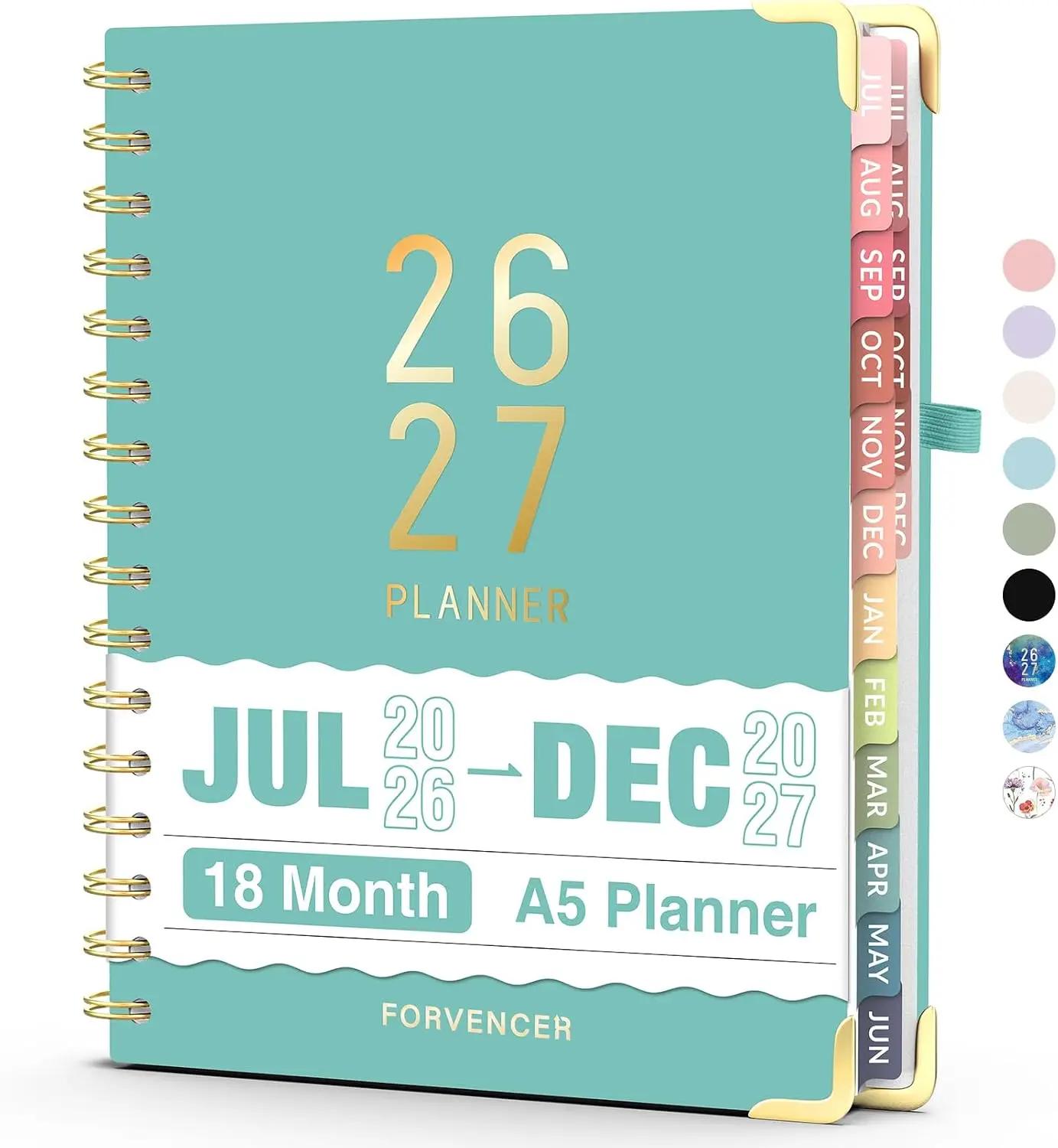 Jul 2026 - Dec 2027 Planner, Forvencer 18 Month Academic Planner 2026-2027, 6.3" x 8.4", Calendar Planner Weekly and Monthly, Daily Agenda Book, College School Supplies for Student Teacher, A5, Teal