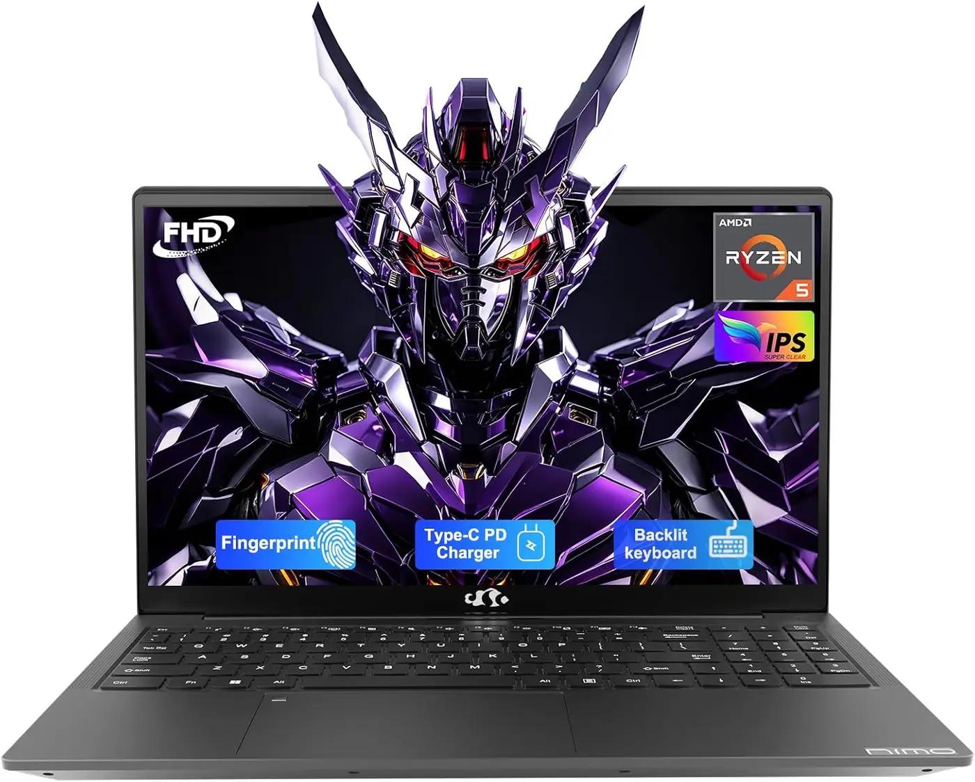 NIMO 15.6'' IPS FHD Laptop, 32GB RAM 1TB SSD AMD Ryzen 5(Beat i5-1135G7, 4 Cores Up to 3.7GHz) Student Computer with 65W Type-C, 2 Years Warranty, Fingerprint, Backlit Keyboard, BT5.2, for Home Global Recycled Standard