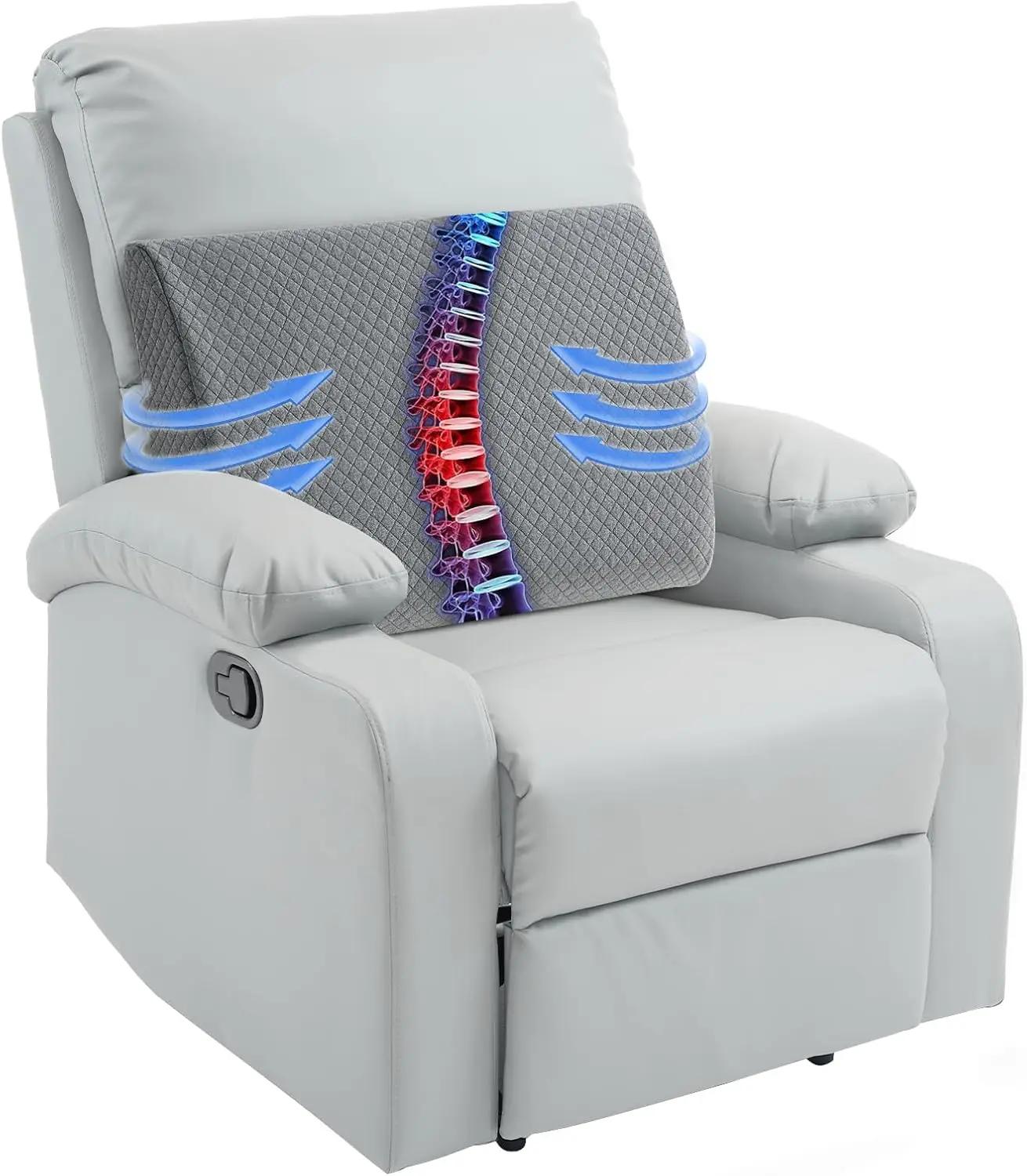 HOMBYS Lumbar Support Pillow for Recliner Chair, Memory Foam Back Support Cushion for Elderly,Extra Large Lumbar Support Pillow,Thick Backrest for Home Reading (Grey, 20“x13.5"x5") OEKO-TEX STANDARD 100