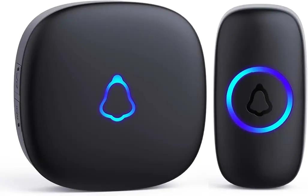 SECRUI Wireless Doorbell, Easy installation, Waterproof, Adjustable Volume, 58 Chimes, Colorful LED, 1000Ft Range, M520+F55, Black
